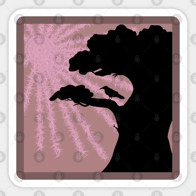 Raven in Winter Sun Ice Pink Sticker by VazMas Design